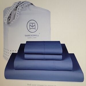 Threadmill Luxury 800 thread count Twin XL 3p sheet set Folkstone Blue solid New